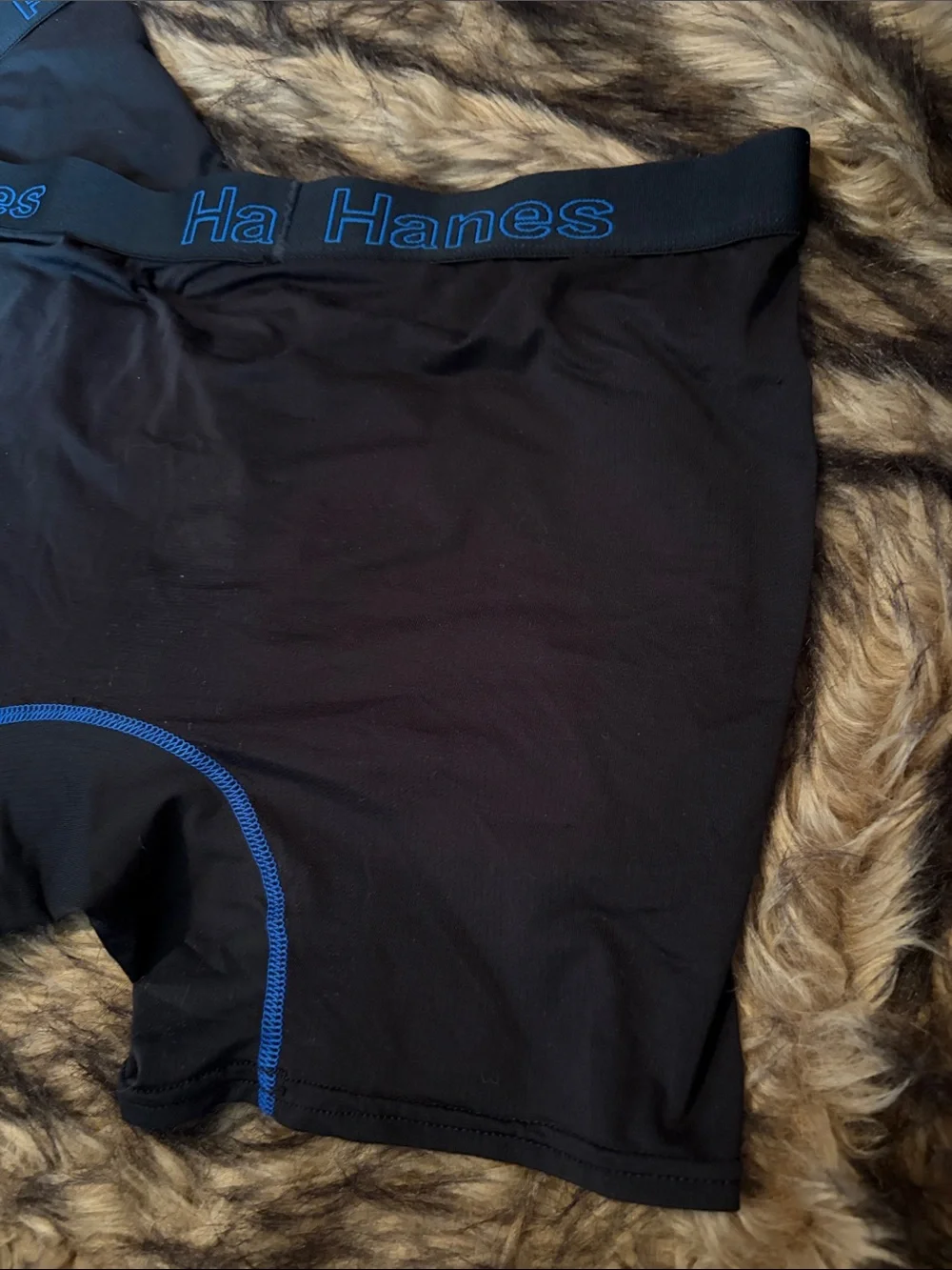Hanes Comfort Flex Fit Black Boxer Briefs with Blue Trim - Men's 2-Pack Size L
